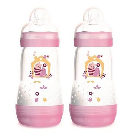 Kit com 2 mamadeiras mam first bottle autoesterilizáveis 260ml rosa Menor preço em Kit com 2 mamadeiras mam first bottle autoesterilizáveis 260ml rosa