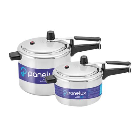 Kit com 2 Panelas de Pressão 3 Litros + 4,5 Litros Inmetro - Panelux Menor preço em Kit com 2 Panelas de Pressão 3 Litros + 4,5 Litros Inmetro - Panelux
