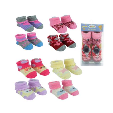 Kit Com 2 Pares Meia Sapatinho Infantil Bebe Pimpolho Menina - Meia para  Bebês - Magazine Luiza