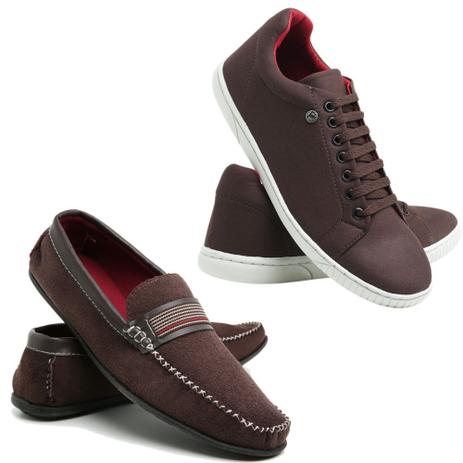 kit Com 2 Pares Sapatenis Casual Masculino + Mocasssim Casual de Camurça  Café - homem social - Calçados Masculinos - Magazine Luiza
