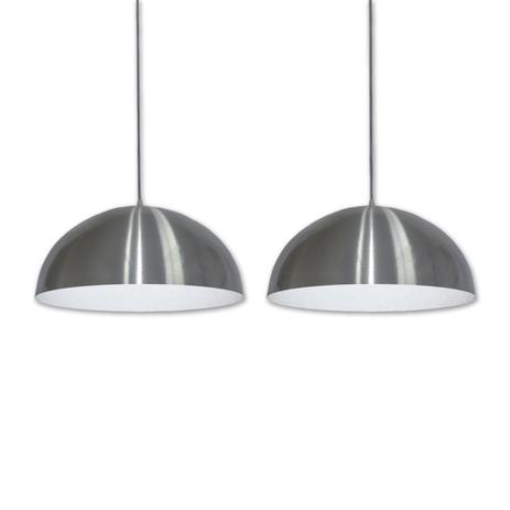 Kit Com 2 Pendentes Meia-Lua 40cm Alumínio Escovado com Branco - Decore fácil shop Menor preço em Kit Com 2 Pendentes Meia-Lua 40cm Alumínio Escovado com Branco - Decore fácil shop