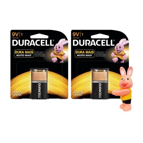 Kit com 2 Pilhas Duracell Duralock Alcalina 9V + Agarradinho Bunny Menor preço em Kit com 2 Pilhas Duracell Duralock Alcalina 9V + Agarradinho Bunny