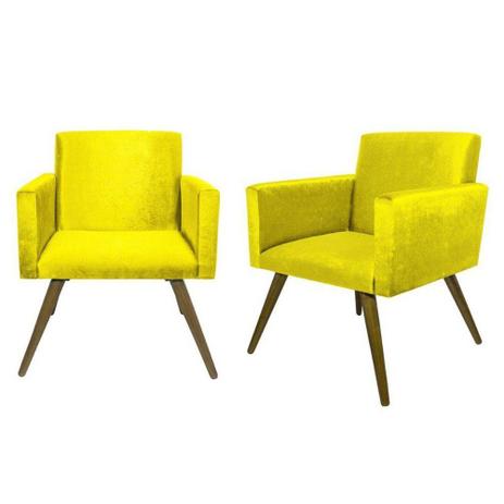Kit com 2 poltronas decorativas nina sued amarelo - Estofado galiani Menor preço em Kit com 2 poltronas decorativas nina sued amarelo - Estofado galiani