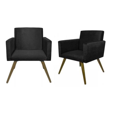 Kit com 2 poltronas decorativas nina sued preto - Estofado galiani Menor preço em Kit com 2 poltronas decorativas nina sued preto - Estofado galiani
