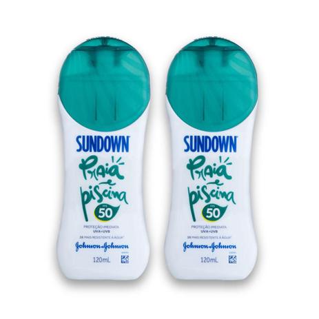 Kit com 2 Protetores Solar SUNDOWN Praia e Piscina FPS 50 120ml Menor preço em Kit com 2 Protetores Solar SUNDOWN Praia e Piscina FPS 50 120ml