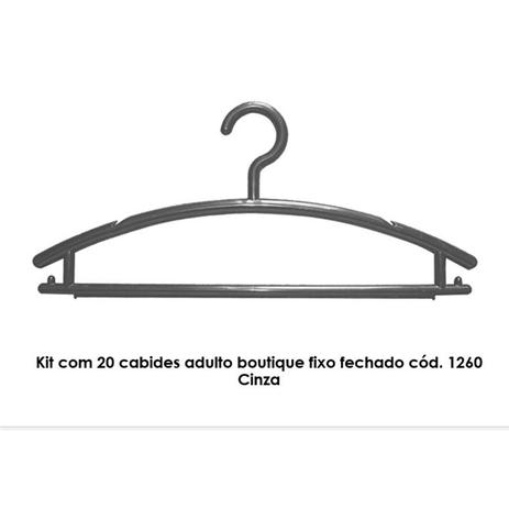 Kit com 20 cabides adulto boutique fixo fechado cód. 1260 Cinza - Bell plastic Menor preço em Kit com 20 cabides adulto boutique fixo fechado cód. 1260 Cinza - Bell plastic