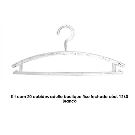 Kit com 20 cabides adulto boutique fixo fechado cód. 1260 Transparente - Bell plastic Menor preço em Kit com 20 cabides adulto boutique fixo fechado cód. 1260 Transparente - Bell plastic