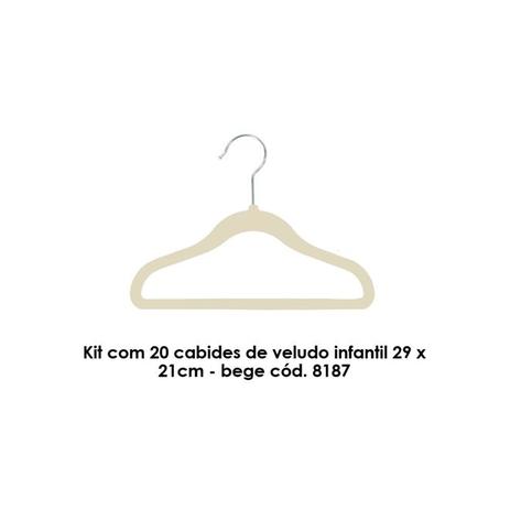 Kit com 20 cabides de veludo infantil 29 x 21cm - bege cód. 8187 - Sigilo da beleza ltda - me Menor preço em Kit com 20 cabides de veludo infantil 29 x 21cm - bege cód. 8187 - Sigilo da beleza ltda - me