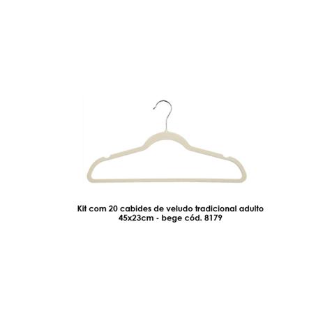 Kit com 20 cabides de veludo tradicional adulto 45x23cm - bege cód. 8179 - Sigilo da beleza ltda - me é boa?