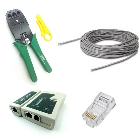 Kit com 20 Metros de cado rede Nexans + Alicate de Crimpar + Testador Rj45 + 10 Plugs RJ45 - Wincabos Menor preço em Kit com 20 Metros de cado rede Nexans + Alicate de Crimpar + Testador Rj45 + 10 Plugs RJ45 - Wincabos