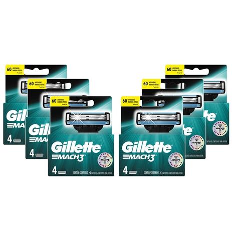 Kit com 24 Cargas Gillette Mach3 Menor preço em Kit com 24 Cargas Gillette Mach3