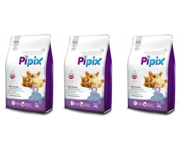 Kit com 3 Areia Sanitária para Gatos Micro Cristais de Sílica Pipix 1,6Kg Super Absorção Menor preço em Kit com 3 Areia Sanitária para Gatos Micro Cristais de Sílica Pipix 1,6Kg Super Absorção