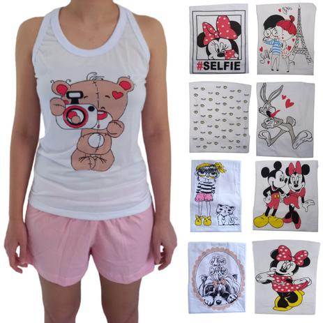 Kit Com 3 Baby Doll 100% Algodão Com Camiseta Nadador de Personagens e Shortdoll - An Féminin Menor preço em Kit Com 3 Baby Doll 100% Algodão Com Camiseta Nadador de Personagens e Shortdoll - An Féminin