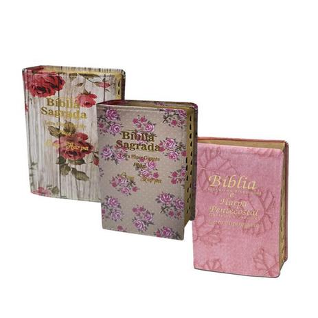 KIT com 3 Bíblias Sagrada Letra Hipergigante Luxo - C/ Harpa -14x21 cm - ATACADO é boa?