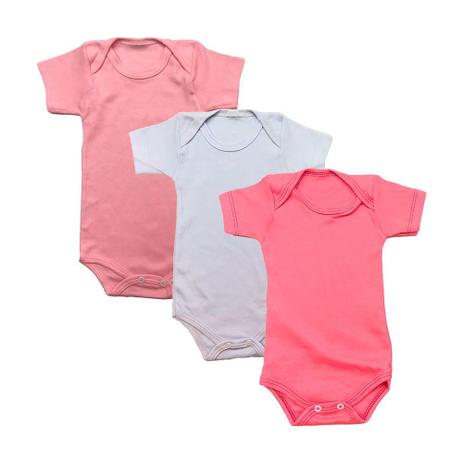 Kit com 3 body para bebês manga curta liso algodão amor - Dcp kids Menor preço em Kit com 3 body para bebês manga curta liso algodão amor - Dcp kids