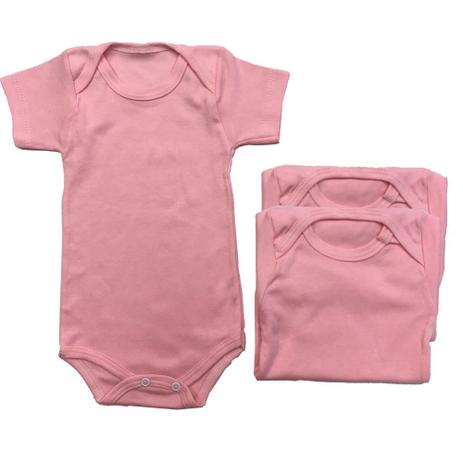 Kit com 3 body para bebês manga curta rosa claro liso algodão - Dcp kids Menor preço em Kit com 3 body para bebês manga curta rosa claro liso algodão - Dcp kids