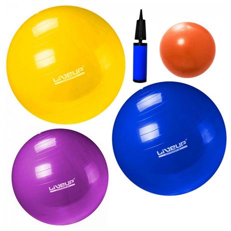 Kit com 3 Bolas Suicas Nos Tamanhos 55 Cm + 65 Cm + 75 Cm + 1 Overball Liveup Menor preço em Kit com 3 Bolas Suicas Nos Tamanhos 55 Cm + 65 Cm + 75 Cm + 1 Overball Liveup
