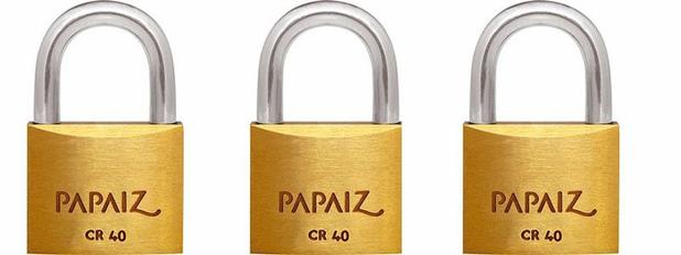 Kit com 3 Cadeados Papaiz 40mm Mesmo Segredo Menor preço em Kit com 3 Cadeados Papaiz 40mm Mesmo Segredo