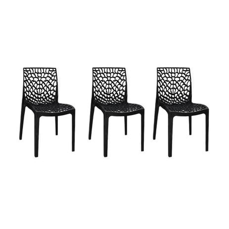 Kit com 3 Cadeiras Gruvyer Preta - Or design Menor preço em Kit com 3 Cadeiras Gruvyer Preta - Or design