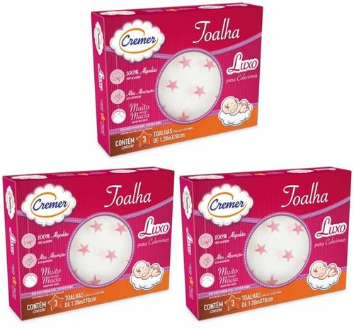 Kit Com 3 Caixas de Toalha Fralda Estampa Menina - Cremer - 70x120cm Menor preço em Kit Com 3 Caixas de Toalha Fralda Estampa Menina - Cremer - 70x120cm