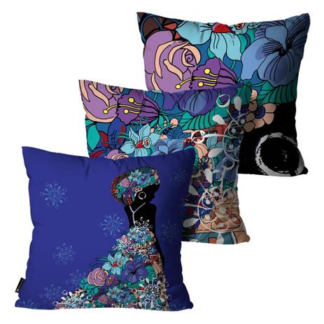 Kit com 3 Capas para Almofadas Africana Colorido - Mdecore Menor preço em Kit com 3 Capas para Almofadas Africana Colorido - Mdecore