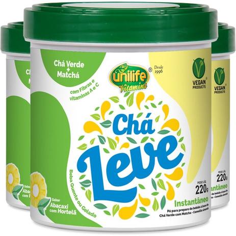 Kit com 3 chá verde e matcha leve 220g Unilife Menor preço em Kit com 3 chá verde e matcha leve 220g Unilife