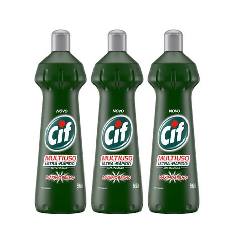 Kit com 3 Cif Multiuso Original 500Ml Menor preço em Kit com 3 Cif Multiuso Original 500Ml