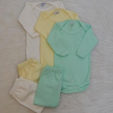 Kit com 3 Conjuntos Body e Mijão Liso Neutro Mix 6 peças - Gomes Baby Lar Menor preço em Kit com 3 Conjuntos Body e Mijão Liso Neutro Mix 6 peças - Gomes Baby Lar