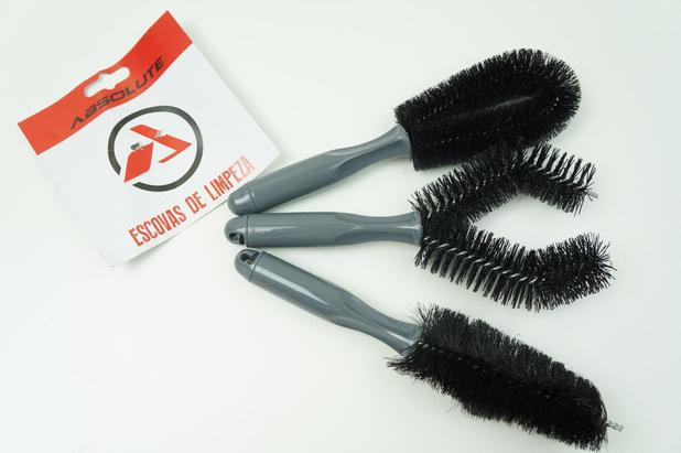 Kit com 3 Escovas Absolute para limpeza da Bike Quadro Transmissão e Rodas Menor preço em Kit com 3 Escovas Absolute para limpeza da Bike Quadro Transmissão e Rodas