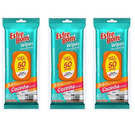 Kit com 3 Esfrebom Wipes Cozinha PACK Economico 150 Panos Bettanin 4663 Menor preço em Kit com 3 Esfrebom Wipes Cozinha PACK Economico 150 Panos Bettanin 4663