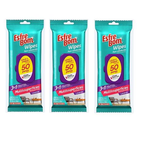 Kit com 3 Esfrebom Wipes Multiuso PACK Economico 150 Panos Bettanin 4683 Menor preço em Kit com 3 Esfrebom Wipes Multiuso PACK Economico 150 Panos Bettanin 4683