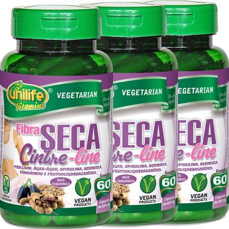 Kit com 3 Frascos de Fibra Seca Cinture-line Unilife 60 Capsulas 600mg Menor preço em Kit com 3 Frascos de Fibra Seca Cinture-line Unilife 60 Capsulas 600mg