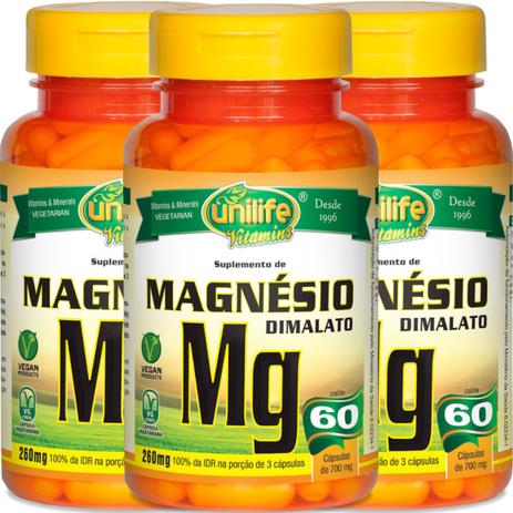 Kit com 3 Frascos de Magnésio Dimalato Unilife 60 capsulas 700mg é boa?