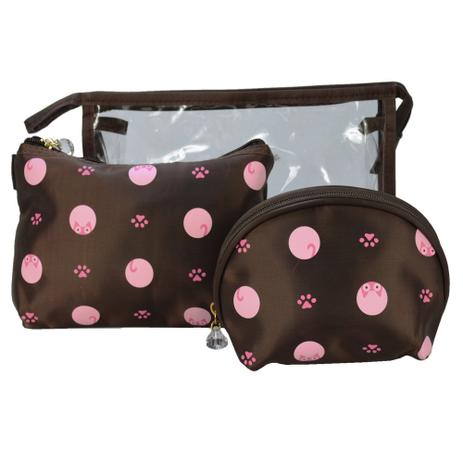 Kit com 3 Frasqueiras Necessaire Feminina Marrom CBRN05963 - Commerce Brasil Menor preço em Kit com 3 Frasqueiras Necessaire Feminina Marrom CBRN05963 - Commerce Brasil