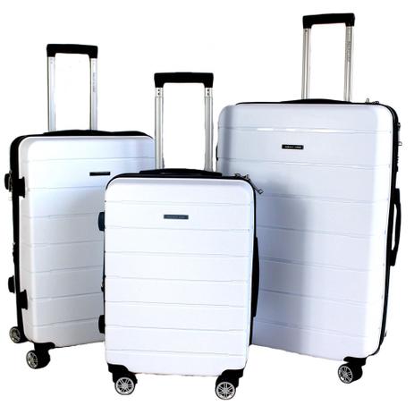 Kit com 3 Malas G, M, P Pacific USA California Polipropileno Ziper Antifurto, Cadeado TSA e Rodas Duplas - Malissima Menor preço em Kit com 3 Malas G, M, P Pacific USA California Polipropileno Ziper Antifurto, Cadeado TSA e Rodas Duplas - Malissima