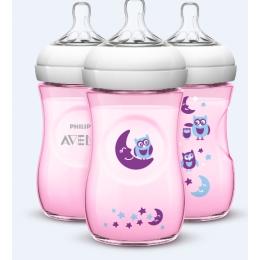 Kit com 3 mamadeiras de 260ml com estampa de coruja - Avent Menor preço em Kit com 3 mamadeiras de 260ml com estampa de coruja - Avent