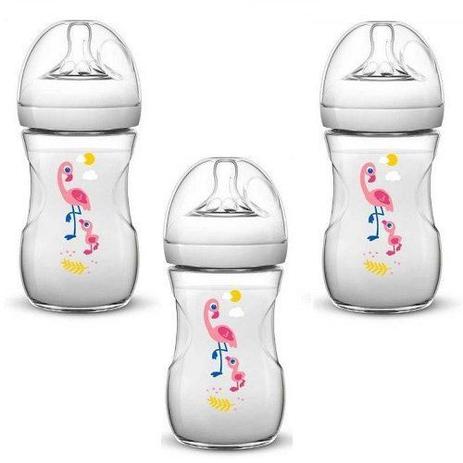 Kit com 3 Mamadeiras Petala 260ML Flamingo Philips AVENT SCF627/21 Menor preço em Kit com 3 Mamadeiras Petala 260ML Flamingo Philips AVENT SCF627/21