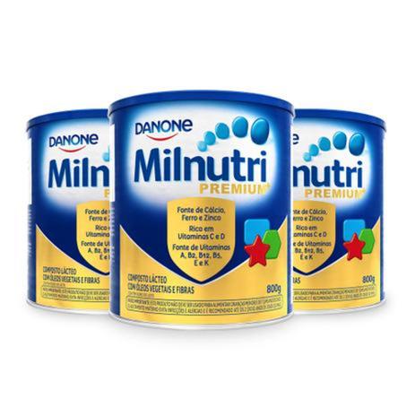 Kit Com 3 Milnutri Premium 800g Fórmula Infantil Em Pó - Danone Menor preço em Kit Com 3 Milnutri Premium 800g Fórmula Infantil Em Pó - Danone