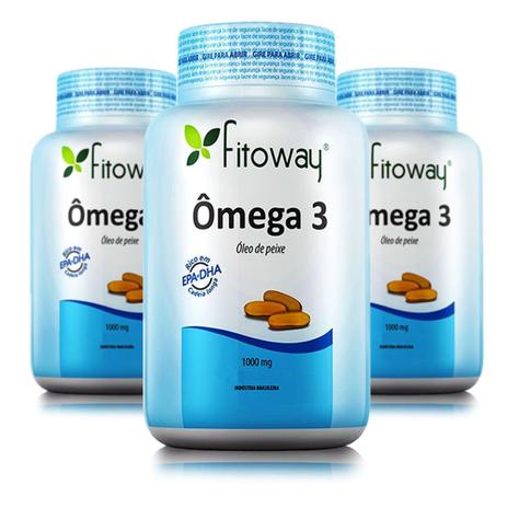 KIT COM 3 ÔMEGA 3 FITOWAY - ÓLEO DE PEIXE 1.000mg - 60 CÁPS Menor preço em KIT COM 3 ÔMEGA 3 FITOWAY - ÓLEO DE PEIXE 1.000mg - 60 CÁPS