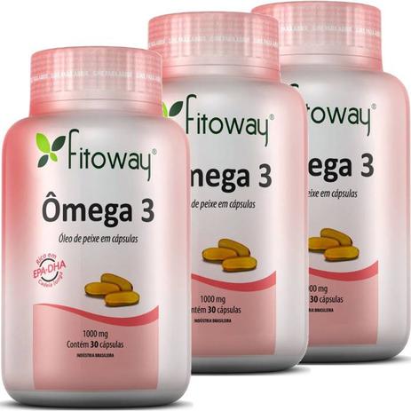 Kit com 3 ômega 3 óleo de peixe fitoway 30 capsulas cada frasco Menor preço em Kit com 3 ômega 3 óleo de peixe fitoway 30 capsulas cada frasco