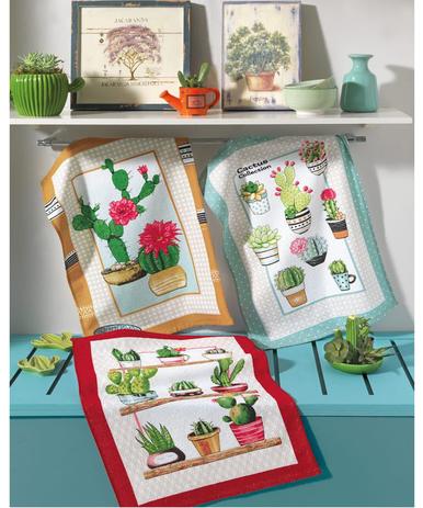 Kit com 3 Panos de Prato Felpudo 100% Algodão Prata Dohler Cactos Menor preço em Kit com 3 Panos de Prato Felpudo 100% Algodão Prata Dohler Cactos