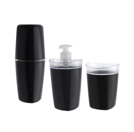 Kit com 3 peças para banheiro preto - ou Menor preço em Kit com 3 peças para banheiro preto - ou