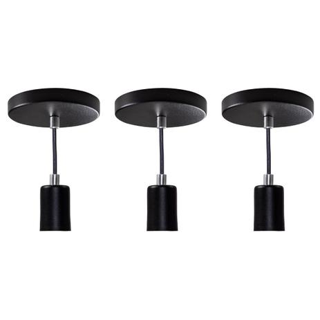 kit com 3 Pendente Tubo Cilindro Alumínio 4x6cm E27 Preto St458 - Starlumen Menor preço em kit com 3 Pendente Tubo Cilindro Alumínio 4x6cm E27 Preto St458 - Starlumen