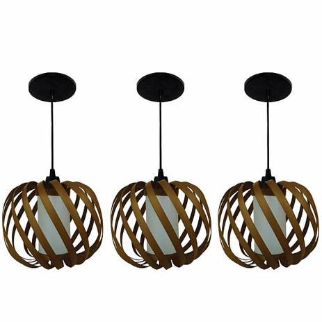 Kit com 3 Pendentes Junco Copo Maça Natural Youl Menor preço em Kit com 3 Pendentes Junco Copo Maça Natural Youl