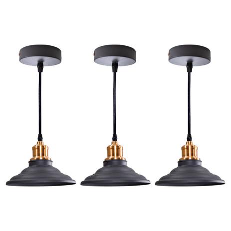 kit com 3 Pendentes Metal Preto / Cobre p/ lâmpada E27 Balcão Cozinha St1163 - Starlumen Menor preço em kit com 3 Pendentes Metal Preto / Cobre p/ lâmpada E27 Balcão Cozinha St1163 - Starlumen
