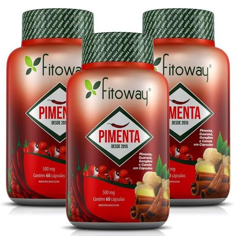 KIT COM 3 Pimenta - 60 Cápsulas - Fitoway Menor preço em KIT COM 3 Pimenta - 60 Cápsulas - Fitoway