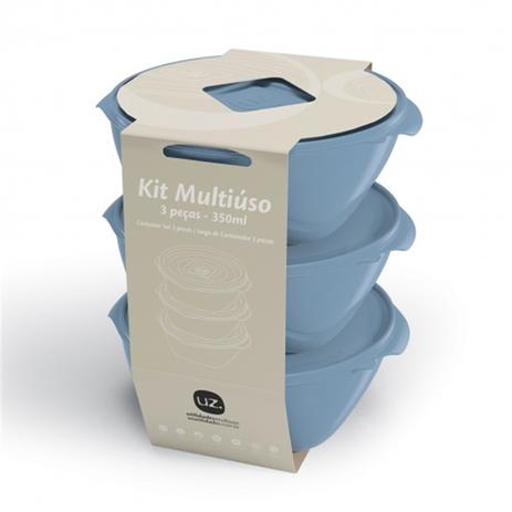 Kit com 3 potes multiuso color azul solido de plastico 350ml (uz251-azu) - uz utilidades Menor preço em Kit com 3 potes multiuso color azul solido de plastico 350ml (uz251-azu) - uz utilidades
