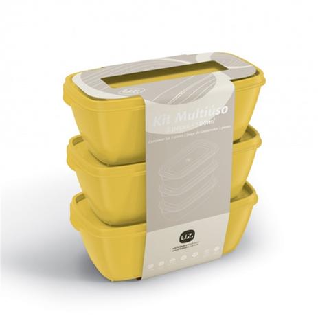 Kit com 3 potes multiuso color retangular amarelo solido plastico 500ml (uz252-am) - uz utilidades Menor preço em Kit com 3 potes multiuso color retangular amarelo solido plastico 500ml (uz252-am) - uz utilidades