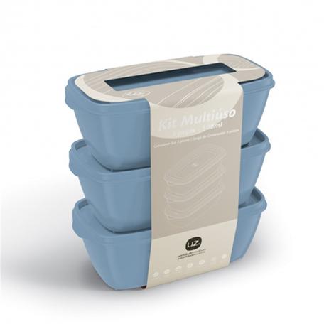 Kit com 3 potes multiuso color retangular azul solido de plastico 500ml (uz252-az) - uz utilidades Menor preço em Kit com 3 potes multiuso color retangular azul solido de plastico 500ml (uz252-az) - uz utilidades