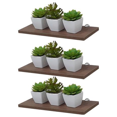 Kit com 3 Prateleiras 40cm x 20 cm Madeira Nogal Málaga com Fixação Suporte Tucanos - Pontto Lavabo Menor preço em Kit com 3 Prateleiras 40cm x 20 cm Madeira Nogal Málaga com Fixação Suporte Tucanos - Pontto Lavabo